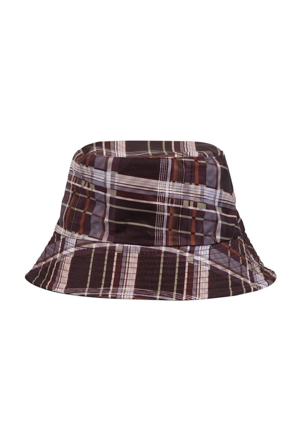 Women Plaid Flannel Bucket Hat for Autumn Winter Hip Hop