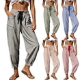thumbnail image 1 of Zulora Women Stylish Striped High Waist Drawstring Pants Casual Elastic Cuffed Ankle Joggers with Pockets, 1 of 9