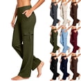 thumbnail image 1 of Zulora Women's Cargo Yoga Pants High Waist Stretchy Waistband Loose Straight Leg Casual Workout Trousers with Side Pockets, 1 of 10