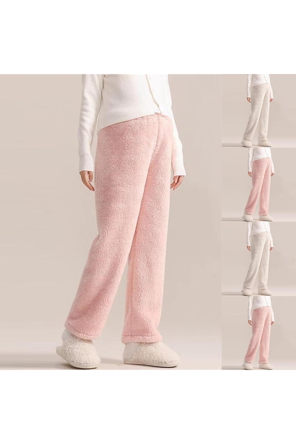 Women's Fleece Lined Cargo Pants - High Waist Wide Leg with Flap Pockets, Elastic Waistband for Casual, Office & Evening Wear