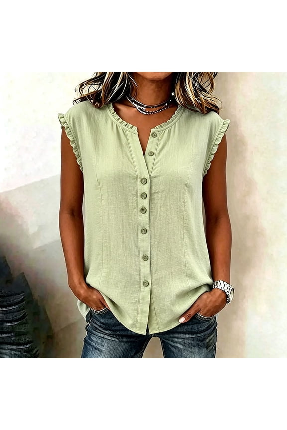 Women's Halter Neck Keyhole Top Sleeveless Casual Blouse