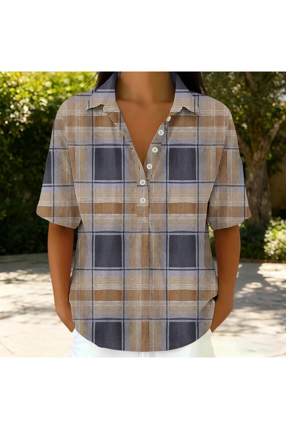 Women's Long Sleeve Plaid Shirt Casual Flannel Button Down Tops