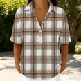 thumbnail image 1 of Zulora Women's Short Sleeve Plaid Shirt Casual Flannel Button Down Tops, 1 of 7