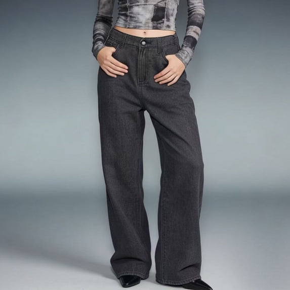 Zulora Women's Spring Casual Versatile Straight-Leg Wide-Leg Jeans Linen Blend Ankle Length Pants for Daily Wear