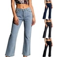 thumbnail image 1 of Zulora Women's Spring Casual Versatile Straight-Leg Wide-Leg Jeans Linen Blend Ankle Length Pants for Daily Wear, 1 of 5