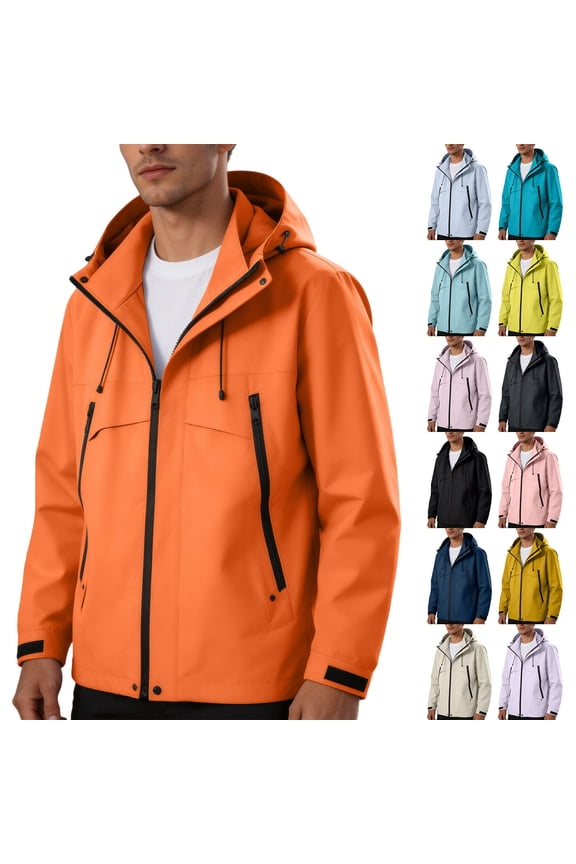 Unisex Windproof Waterproof Outdoor Jacket - Adjustable Hood Multi-Pocket Hiking Camping Mountain Jacket