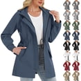 thumbnail image 1 of Zulora Women's Waterproof Hooded Jacket - Detachable Hood Drawstring Pocket Outdoor Windbreaker for Spring Winter, 1 of 10