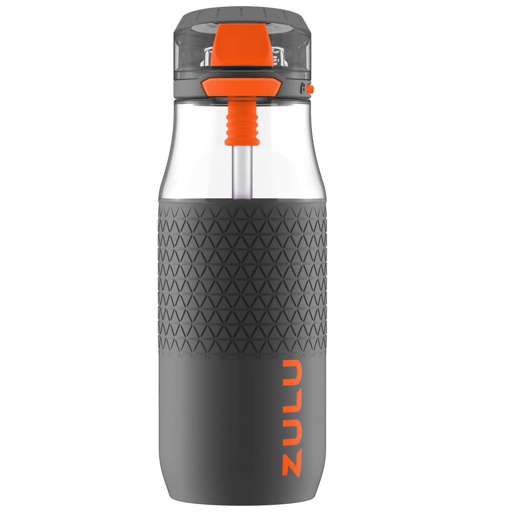 Zulu 18oz Tag Tritan Water Bottle - Gray/Orange