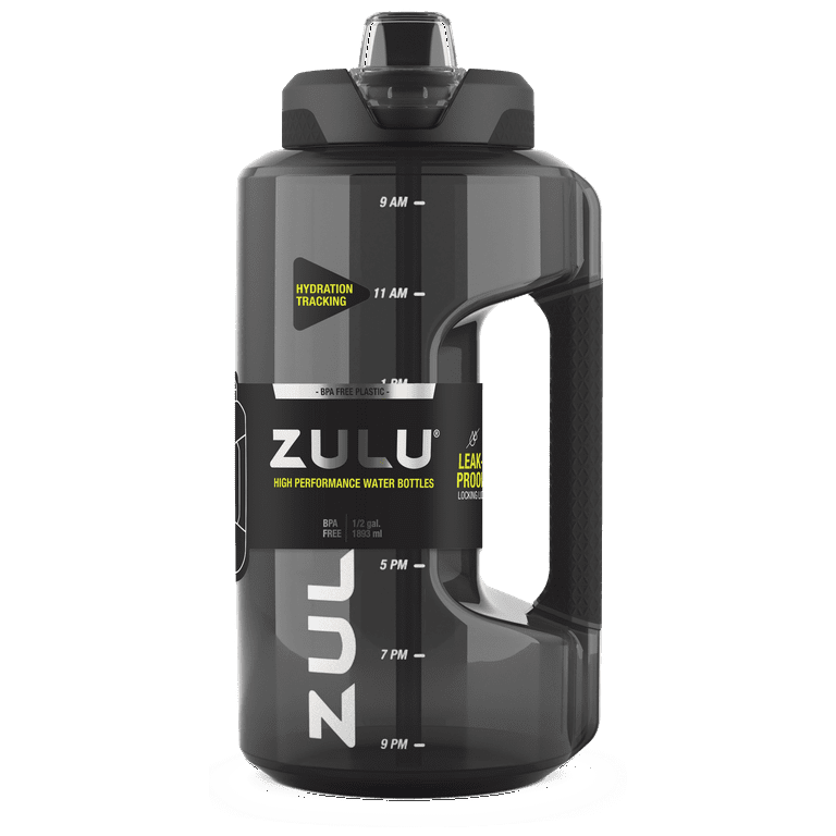 Single Zulu Half Gallon Water Bottles With Hydration Tracking Time