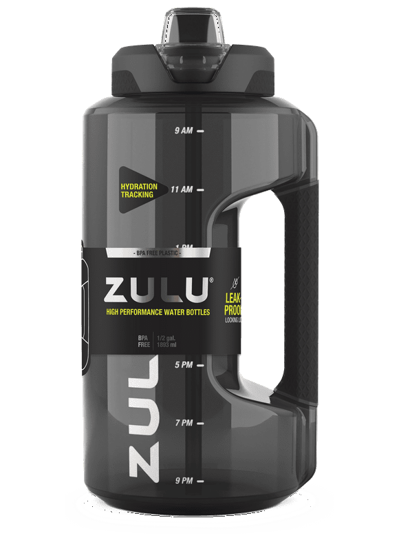Zulu Black 64oz Half Gallon Plastic Goals Water Bottle Jug