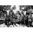 thumbnail image 1 of Zulu warrior tribesmen with spears and shields accompanied with a woman and child Poster Print (24 x 36), 1 of 1
