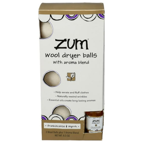 Zum Clean Frankincense & Myrrh Wool Dryer Balls 8.5 oz Package May Vary