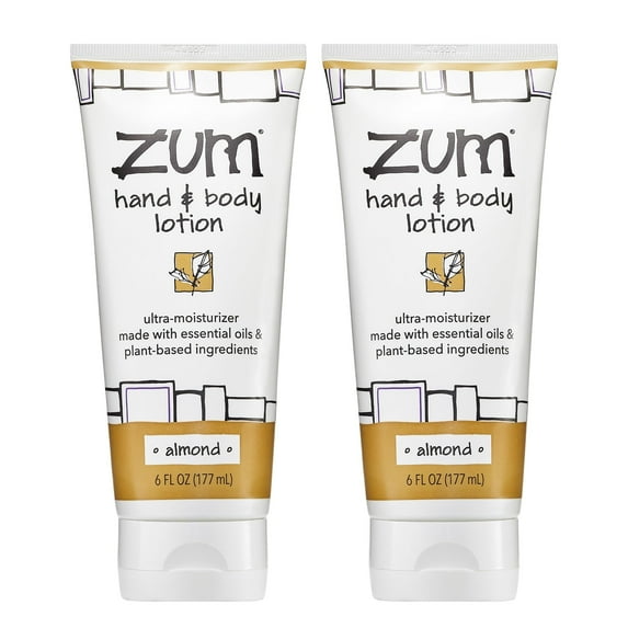 Zum Indigo Wild Hand & Body Lotion - Natural Hand Lotion for Dry Hands - Body Lotion for Women & Men - Body Moisturizers Include Shea Butter, Jojoba Oil & More - Almond Scent - 6 fl oz (2 Pack)