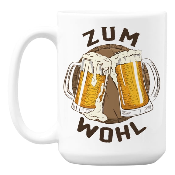 Zum Wohl German Toast feat. Toasting Beer Mugs Ceramic Coffee & Tea Mug (15oz)