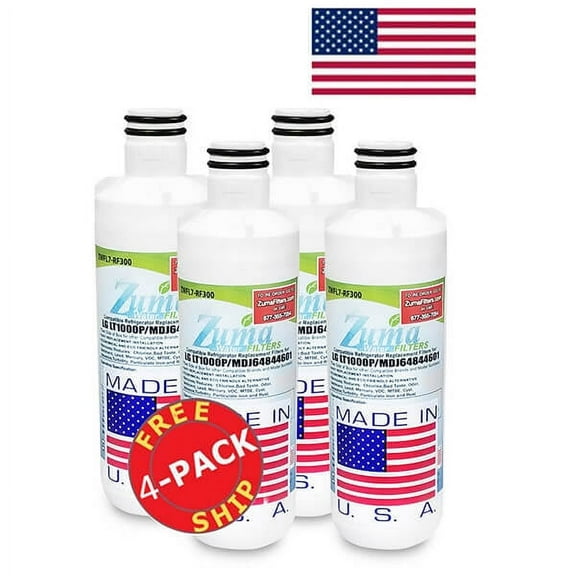 Zuma Filters Brand Water and Ice Filter compatible with LG MDJ64844601 (4 Pack) ZWFL7-RF300