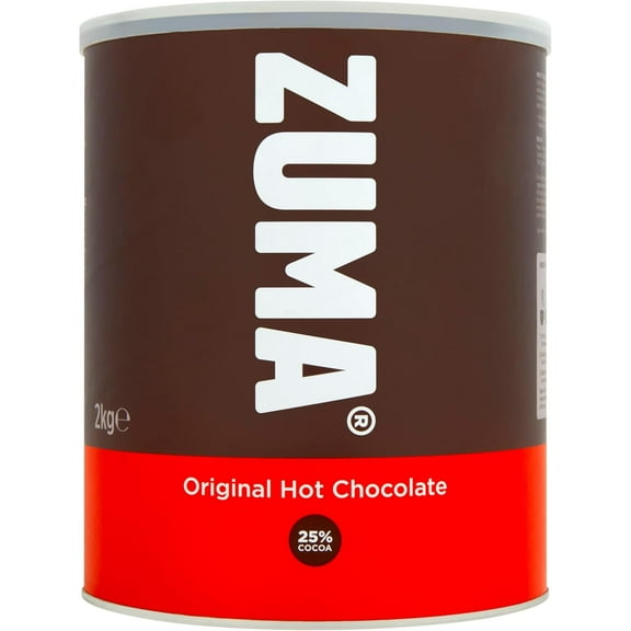 Zuma Original Hot Chocolate 1x 2kg Tin - Smooth And Sweet Vegan Milk Chocolate Powder Mix With 25 Percent Cocoa