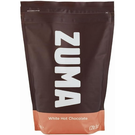 Zuma White Hot Chocolate Powder Pouch, 1kg with No Artificial Colors or Preservatives