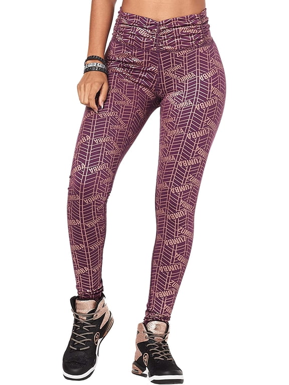 Zumba Dance Workout Wide Jacquard Waistband Compression Leggings For Women Xspicy XS Extra Small