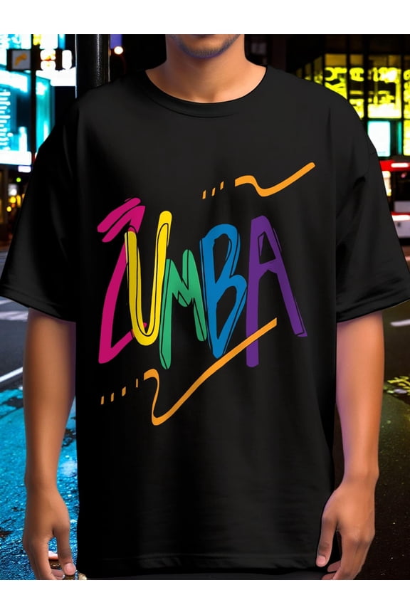 Zumba Graphic Oversize T-Shirt, Loose Fit 180g Pure Cotton Tee, Back to School Comfort Shirt - Six Sizes Available (S-XXXL)