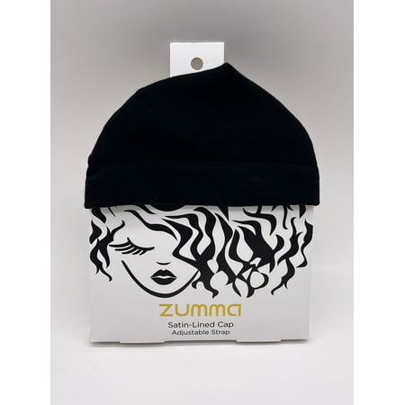 Zumma Satin-Line Sleep Cap, Adjustable Strap, Black