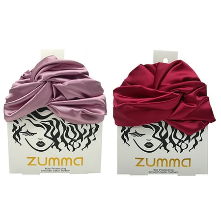 Zumma Satin Turban Headwrap Assortment, Rose and Ruby