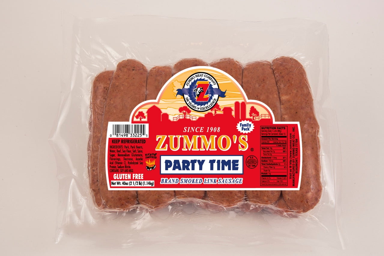 Zummo's Cajun Style Party Time Smoked Sausage, 40oz., 12Ct, Refrigerated, Vacuum Sealed