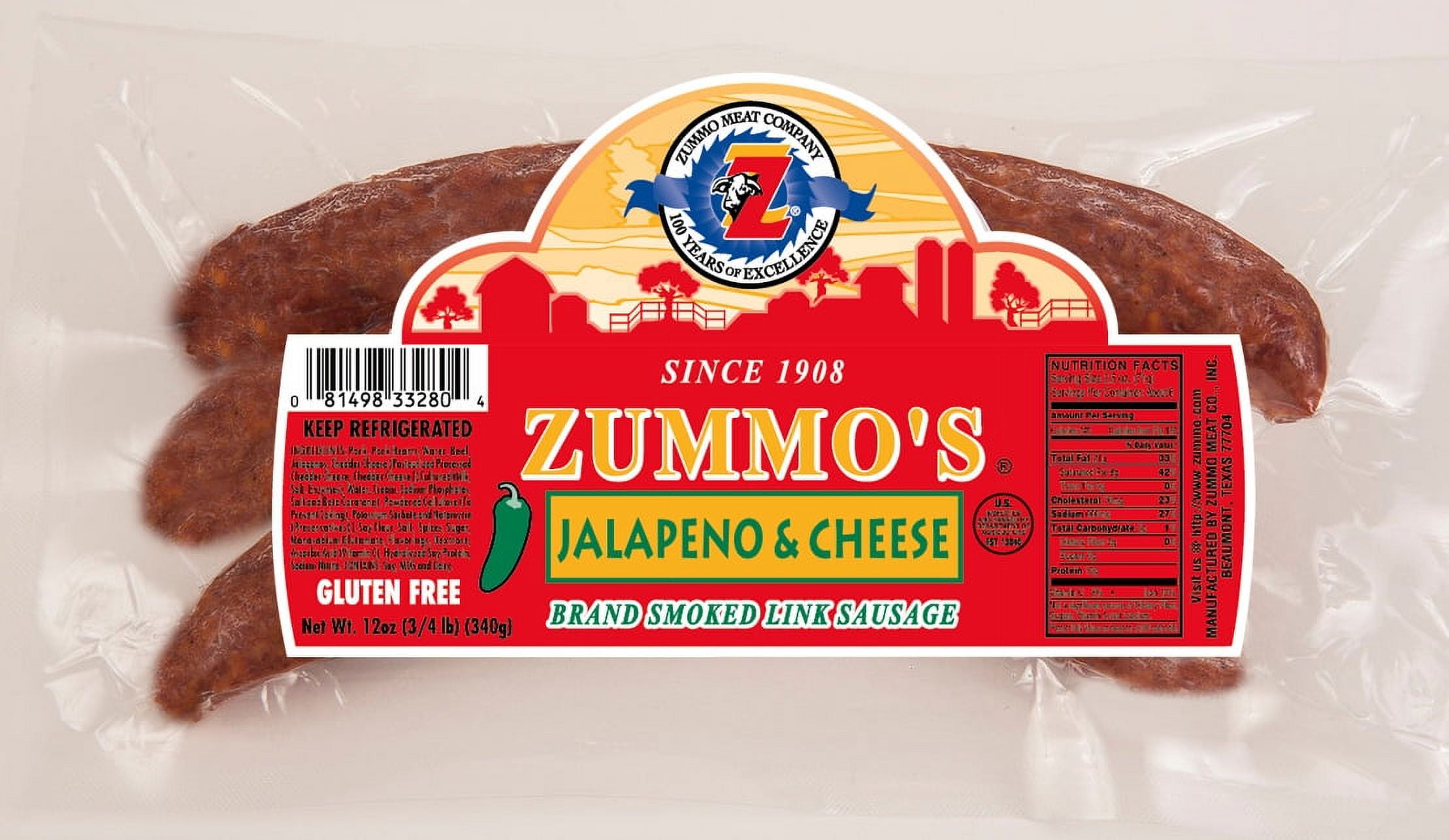 Zummo's Meat Jalapeno & Cheese Smoked Sausage Links, 12 oz, 3 Ct