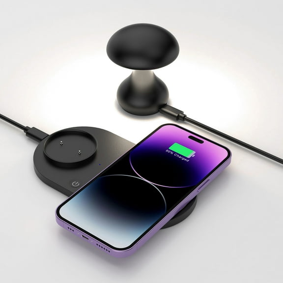 Zummy 2-in-1 Mushroom LED Light Wireless Charger with Qi Fast Charging Technology