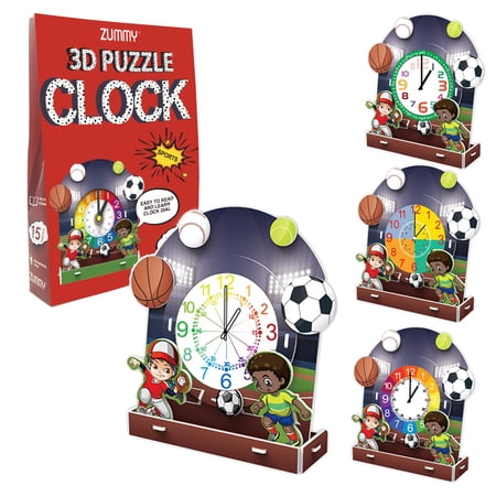 Zummy Easy to Read Monochrome Dial - Sports Table Clock 3D Puzzle