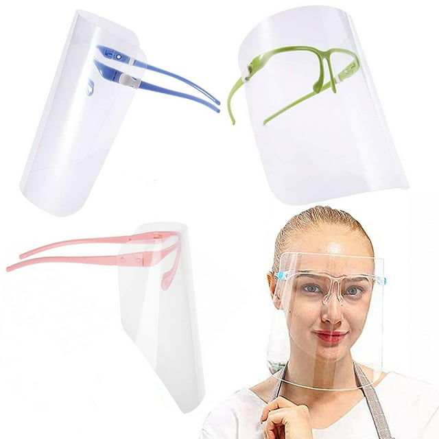 Zummy Protective Face Shield with Attached Glasses, Clear Shield Color