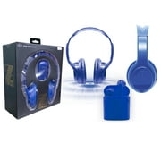 Zummy Wireless Over-Ear Bluetooth Headphones and True Wireless Earbud Set - Blue