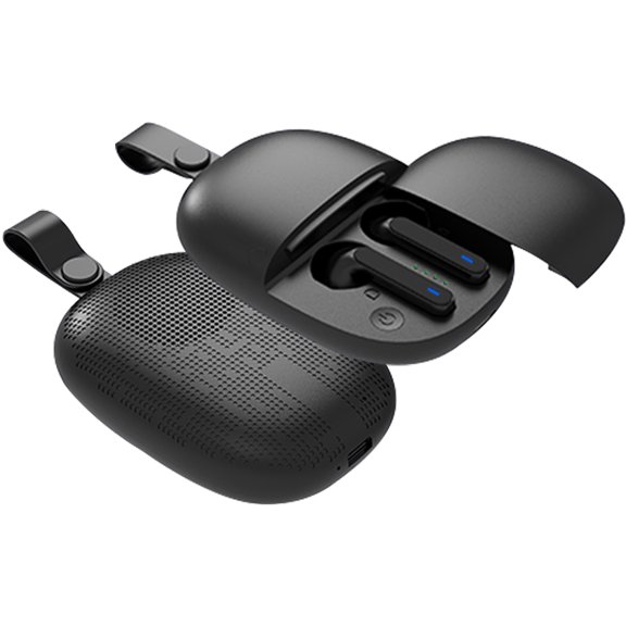 Zummy ZTH040BK 2-in-1 Pocket Sized Speaker with Wireless Earbuds
