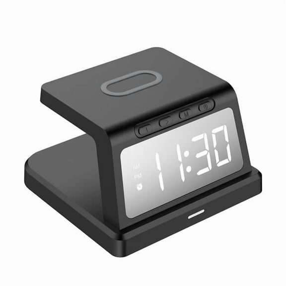 Zummy ZTWC046BK ZTECH ChargeX Rise - Wireless Charging Alarm Clock with 3 Alarms, 5 Brightness Settings, 15W Output, 12/24 Hour Mode
