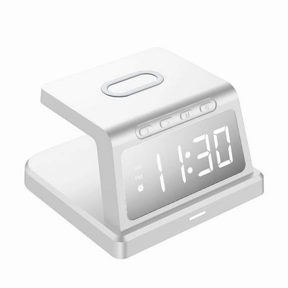 Zummy ZTWC046WT ZTECH ChargeX Rise - Wireless Charging Alarm Clock with 3 Alarms, 5 Brightness Settings, 15W Output, 12/24 Hour Mode