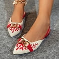 thumbnail image 1 of ZunFeo Womens Flats Dress Shoes Pointed Toe Low Heel Slingback Shoes with Buckle,Cozy Casual Floral Sandals for Office Party Daily, Red Size 6.5, 1 of 6