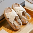 thumbnail image 1 of ZunFeo Girls Crochet Sandals Boho Open Toe with Pom Pom Adjustable Strap Soft Sole Summer Sandals for Kids Little Kids White US 4-10,Size 30, 1 of 8