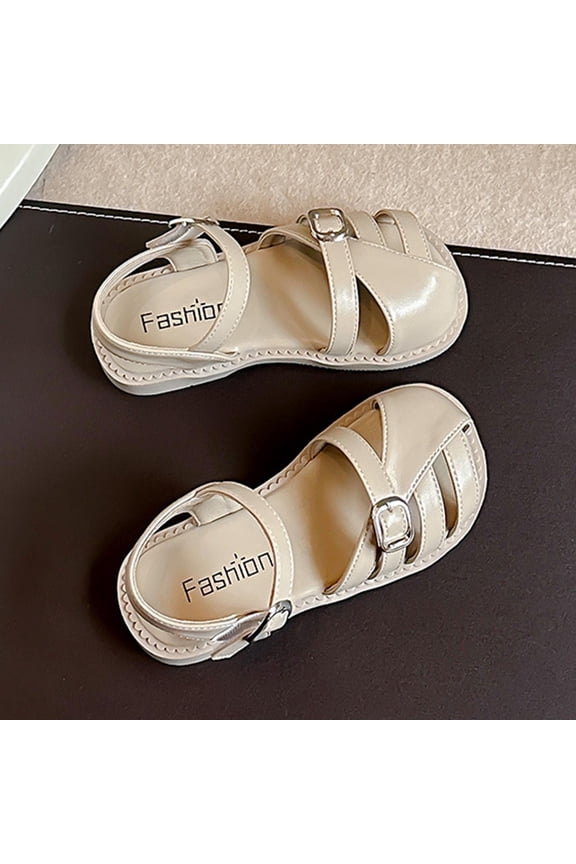 Girls Crochet Sandals Boho Summer Sandals with Pom Pom Adjustable Back Strap Soft Sole Open Toe Brown US 4-10,Size 22