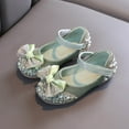 thumbnail image 1 of ZunFeo Girls Rhinestone Sparkly Sandals Light Green with Pearl Accent Bow Adjustable Strap Dress Party Wedding Shoes for Kids Little Big Kids,Size 6 T, 1 of 5