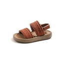thumbnail image 1 of ZunFeo Girls Summer Sandals with Hook and Loop Back Strap - Adjustable Woven Open-Toe Sandals Non-Slip Sole for Kids Brown, Sizes 4-7 Youth,Size 30, 1 of 7
