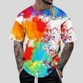 thumbnail image 1 of ZunFeo Mens Graphic T-Shirts Abstract Splash Paint Print Oversized Streetwear Tee with Curved Hem Stretch Fabric Multicolor,Size 3XL, 1 of 5