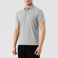 thumbnail image 1 of ZunFeo Mens Moisture Wicking Quick Dry Polo Shirt Color Block Short Sleeve Casual Work Golf Top Big and Tall Sizes Gray,Size 5XL, 1 of 6