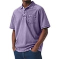 thumbnail image 1 of ZunFeo Mens Purple Denim Look Polo Shirt Vintage Washed Relaxed Fit Short Sleeve Stretch Button Down with Pocket S-5XL,Size 4XL, 1 of 6