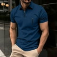 thumbnail image 1 of ZunFeo Mens Short Sleeve Quarter Zip Polo Shirt Moisture Wicking Performance Slim Fit Business Casual Golf Tops with Pocket Navy,Size 2XL, 1 of 8