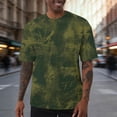 thumbnail image 1 of ZunFeo Mens Tie Dye Shirts Oversized Curved Hem Crew Neck Short Sleeve Soft Stretchy Casual Tee Top Army Green,Size 2XL, 1 of 6