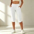 thumbnail image 1 of ZunFeo Stretch Womens Capri Pants with Pockets High Waisted Quick Dry for Yoga Hiking Travel White,Size 2XL, 1 of 8