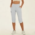 thumbnail image 1 of ZunFeo Stretch Womens Capri Pants with Pockets High Waisted Quick Dry for Yoga Hiking Travel White,Size 2XL, 1 of 9