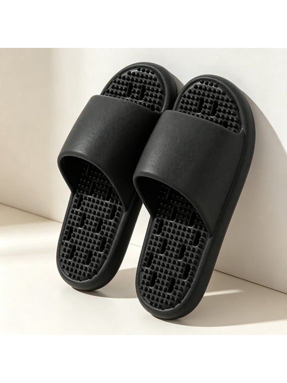 Unisex EVA Shower Slippers, Non Slip Drainage Open Toe Slides, Soft Massage Footbed Quick Dry House Bathroom Sandals for Indoor Home Use