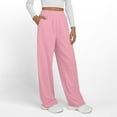 thumbnail image 1 of ZunFeo Women's High Waisted Wide Leg Sweatpants – Elastic Drawstring Casual Lounge Pants with Pockets – Solid Color Loose Fit Trousers, Pink Size XXL, 1 of 6