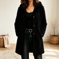 thumbnail image 1 of ZunFeo Women’s Hooded Suede Coat, Casual Drawstring Mid‑Length Button Down Fall Winter Trench Coat Jacket, 1 of 6