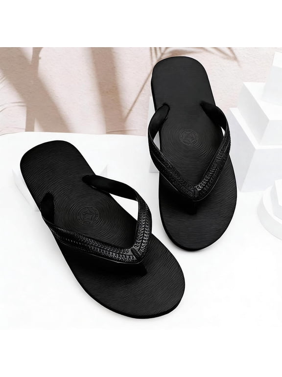 Women's Rubber Flat Flip Flops, Classic Thong Sandals for Summer Beach Daily Wear